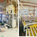 15KG மரத் துகள்கள் எடையுள்ள ஃபில்லிங் பேக்கிங் பாலேடிசிங் லைன் டெலிவரிக்கு தயாராக உள்ளது